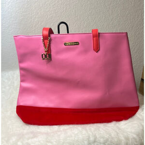 Juicy Couture Logo Pink Faux Leather/Faux Suede Large Shopping Bag